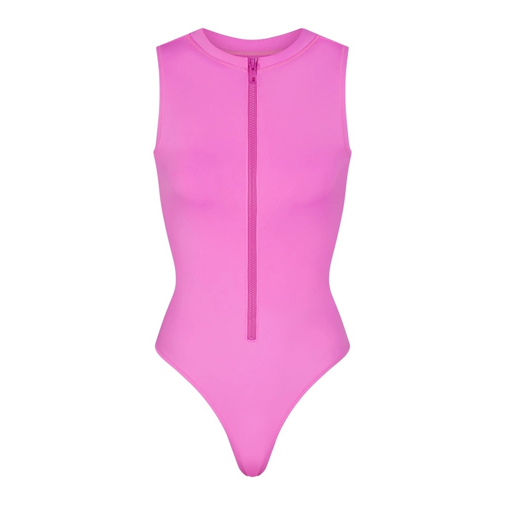 Skims NWT recycled swim front zip one piece neon orchid- 3X